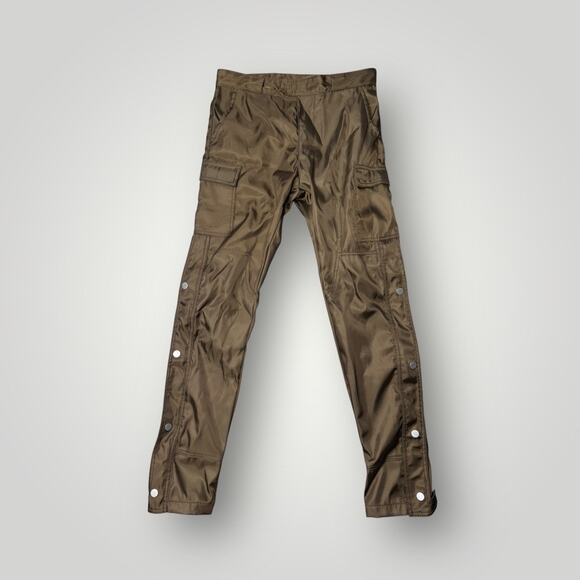 MNML Men’s Brown Nylon Snap Cargo Pants – Size 28 L 32 – Streetwear Utility - Picture 1 of 7